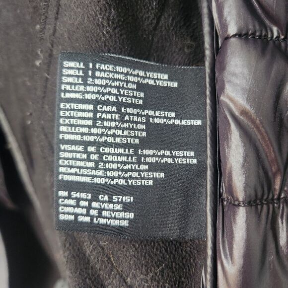 Guess Women Small Long Sleeve Black Gray Hood Trench Pea Coat Puffer Jacket FLAW - Picture 14 of 16